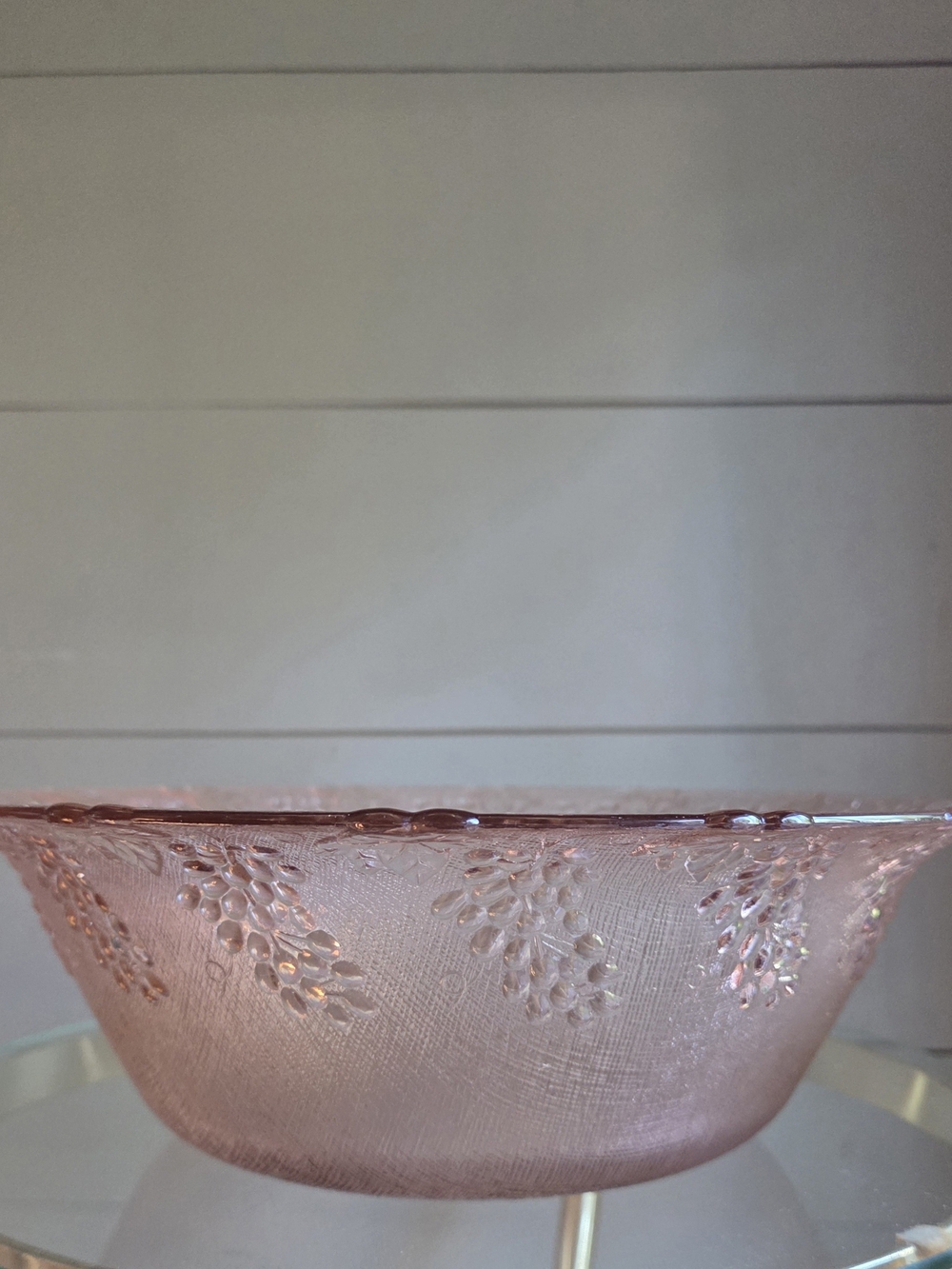 Vintage Pink Pressed Glass Serving Bowl